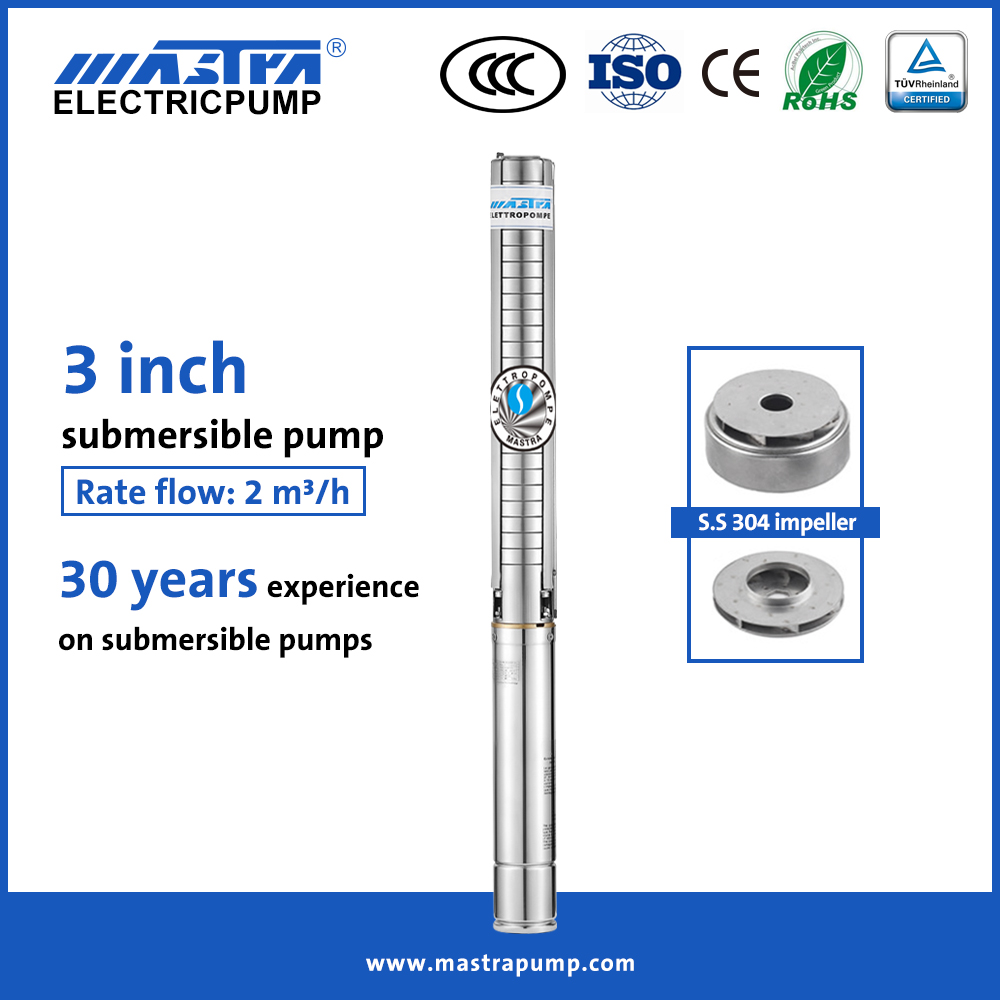 Mastra 3 inch all stainless steel 24v submersible deep dc solar well water pump 3SP submersible electric water pump