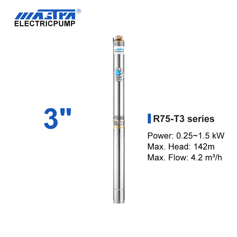 Mastra 3 inch Submersible Pump - R75-T3 series 3 m³/h rated flow Submersible borehole pump