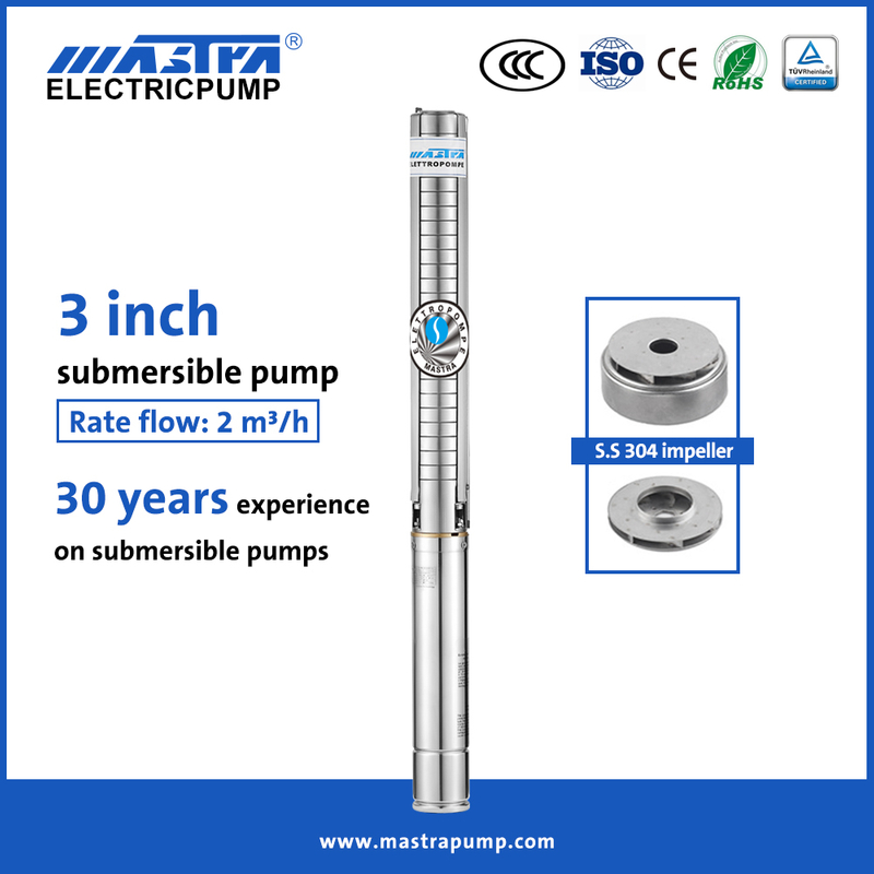 Mastra 3 inch all stainless steel 1 hp submersible well pump price 3SP2-24 electric submersible pump