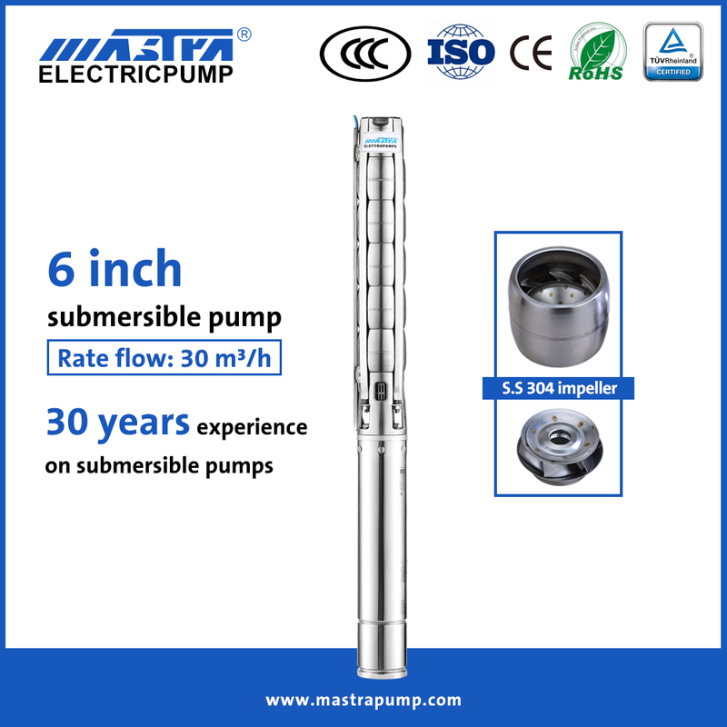 Mastra 6 inch all stainless steel grundfos submersible pump price list 6SP30 grundfos submersible well pumps