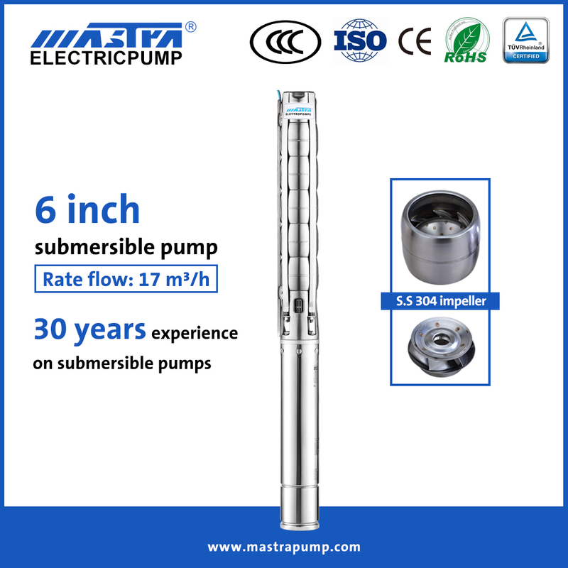 Mastra 6 inch all stainless steel electric water pump submersible 6SP17 submersible motor pump