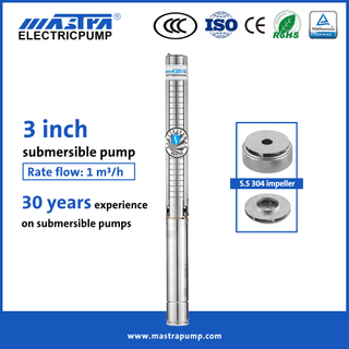 Mastra 3 inch full stainless steel deep well submersible water pump 3SP 1 hp deep well pump