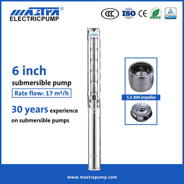 MASTRA 6 inch All Stainless Steel Submersible Borehole Pump 6SP17 Series Deep Well Pump