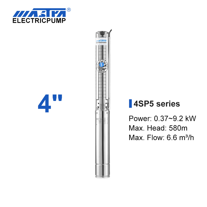 Mastra 4 inch stainless steel submersible pump - 4SP series 5 m³/h rated flow AISI304 submersible pump