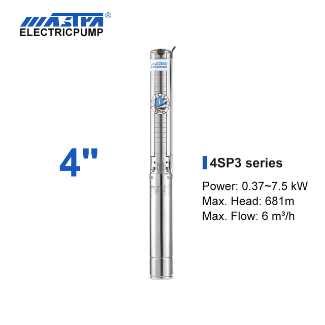 MASTRA 4 inch stainless steel submersible pump - 4SP series 3 m&sup3;/h rated flow Stainless steel wate pump