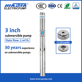 Mastra 3 inch full stainless steel submersible pump factories 3SP1 3hp submersible pump